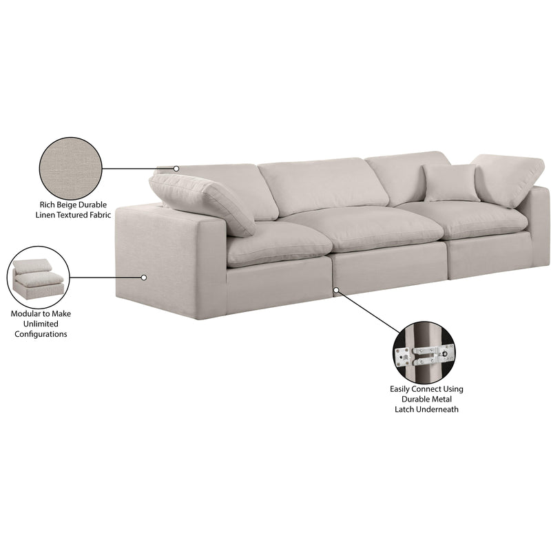 Meridian Comfy Beige Linen Textured Fabric Modular Sofa IMAGE 10