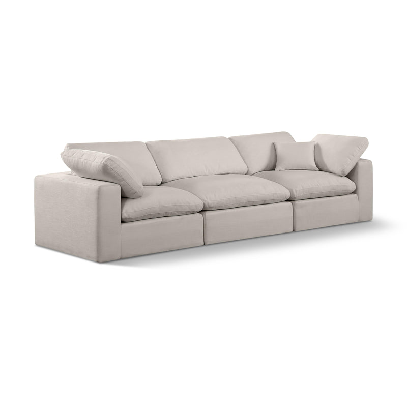 Meridian Comfy Beige Linen Textured Fabric Modular Sofa IMAGE 1