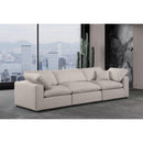 Meridian Comfy Beige Linen Textured Fabric Modular Sofa IMAGE 2
