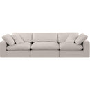 Meridian Comfy Beige Linen Textured Fabric Modular Sofa IMAGE 4
