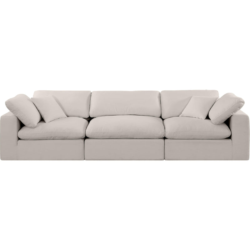 Meridian Comfy Beige Linen Textured Fabric Modular Sofa IMAGE 4