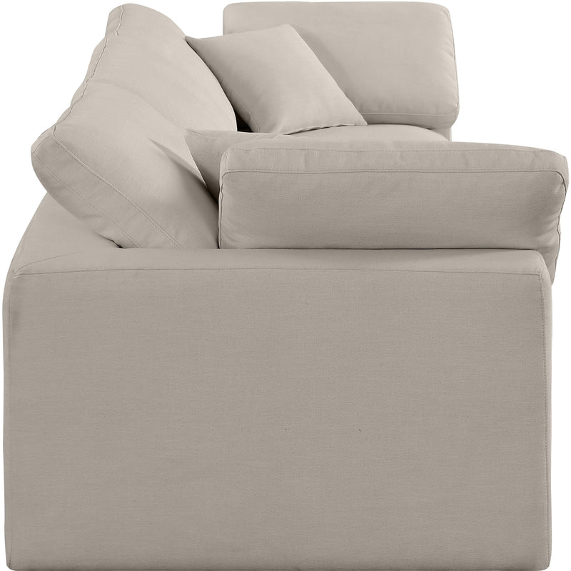 Meridian Comfy Beige Linen Textured Fabric Modular Sofa IMAGE 5