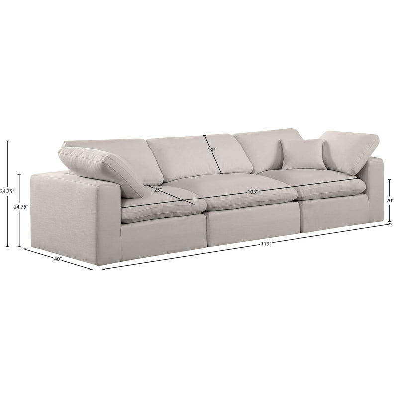 Meridian Comfy Beige Linen Textured Fabric Modular Sofa IMAGE 9