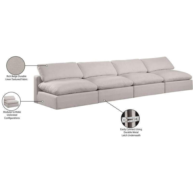 Meridian Comfy Beige Linen Textured Fabric Modular Sofa IMAGE 10