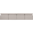 Meridian Comfy Beige Linen Textured Fabric Modular Sofa IMAGE 3