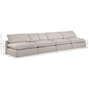 Meridian Comfy Beige Linen Textured Fabric Modular Sofa IMAGE 9