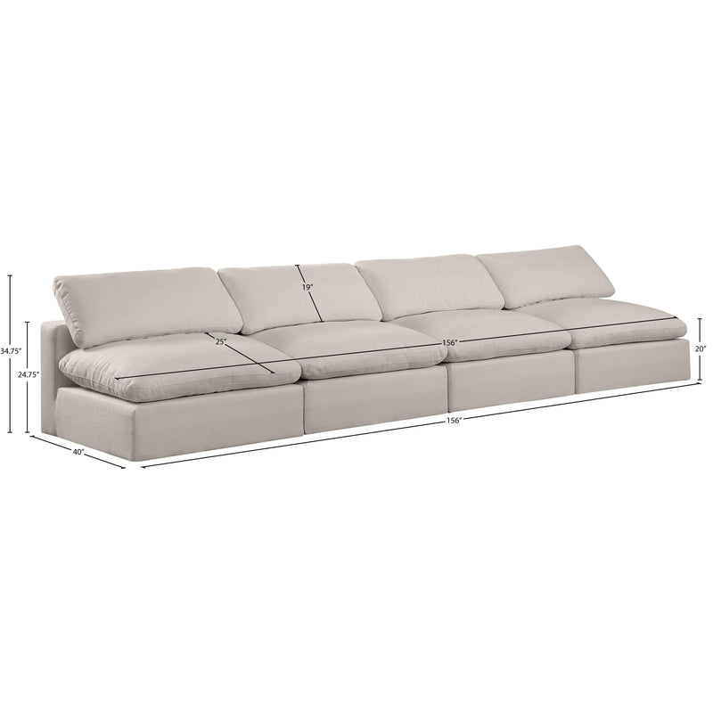 Meridian Comfy Beige Linen Textured Fabric Modular Sofa IMAGE 9