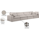 Meridian Comfy Beige Linen Textured Fabric Modular Sofa IMAGE 10