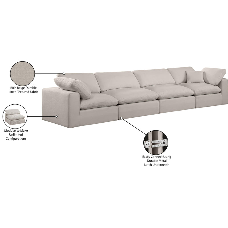 Meridian Comfy Beige Linen Textured Fabric Modular Sofa IMAGE 10