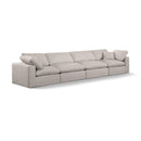 Meridian Comfy Beige Linen Textured Fabric Modular Sofa IMAGE 1