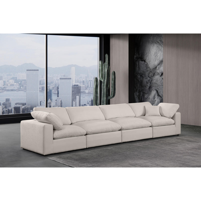 Meridian Comfy Beige Linen Textured Fabric Modular Sofa IMAGE 2