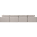 Meridian Comfy Beige Linen Textured Fabric Modular Sofa IMAGE 3