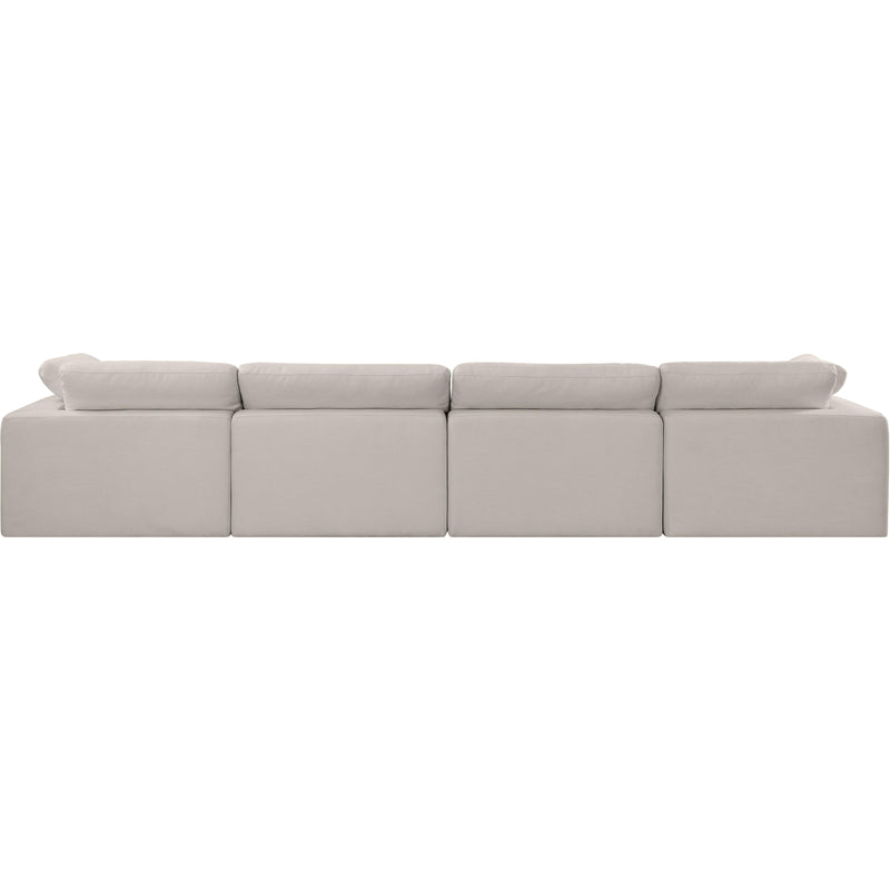 Meridian Comfy Beige Linen Textured Fabric Modular Sofa IMAGE 3