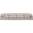 Meridian Comfy Beige Linen Textured Fabric Modular Sofa IMAGE 4