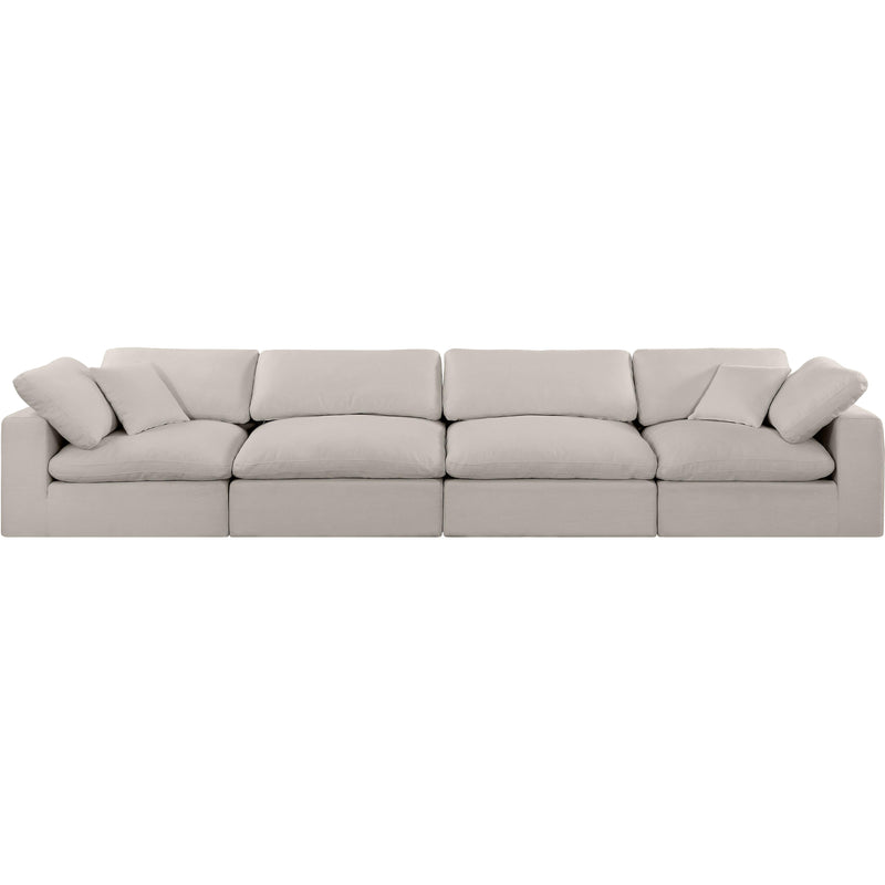 Meridian Comfy Beige Linen Textured Fabric Modular Sofa IMAGE 4
