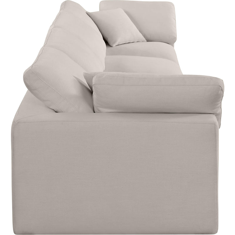 Meridian Comfy Beige Linen Textured Fabric Modular Sofa IMAGE 5