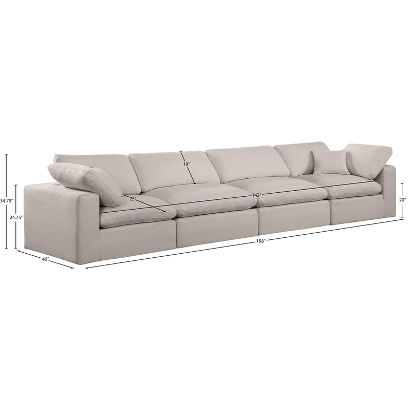 Meridian Comfy Beige Linen Textured Fabric Modular Sofa IMAGE 9