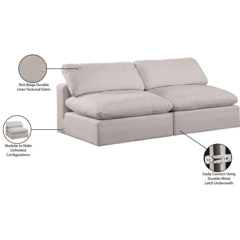 Meridian Comfy Beige Linen Textured Fabric Modular Sofa IMAGE 10