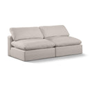Meridian Comfy Beige Linen Textured Fabric Modular Sofa IMAGE 1
