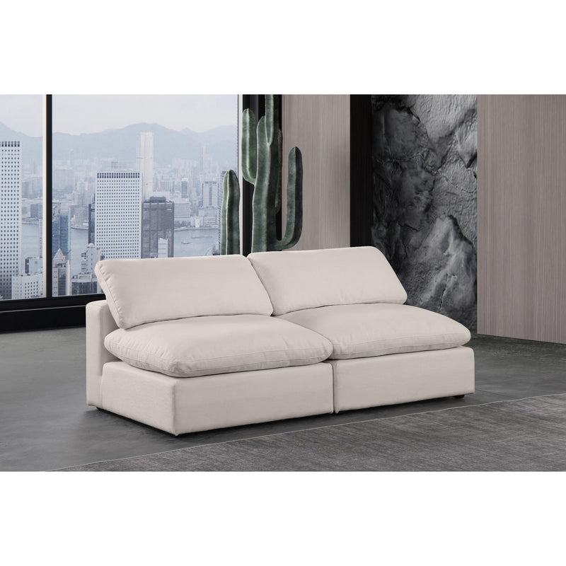 Meridian Comfy Beige Linen Textured Fabric Modular Sofa IMAGE 2
