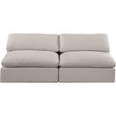 Meridian Comfy Beige Linen Textured Fabric Modular Sofa IMAGE 4
