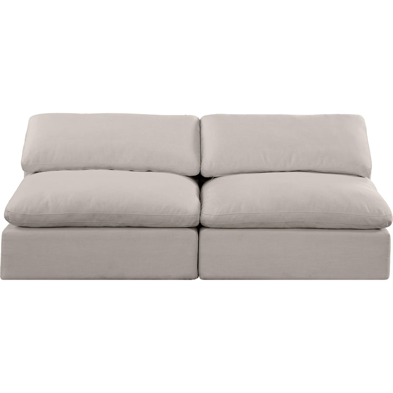 Meridian Comfy Beige Linen Textured Fabric Modular Sofa IMAGE 4