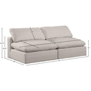 Meridian Comfy Beige Linen Textured Fabric Modular Sofa IMAGE 9