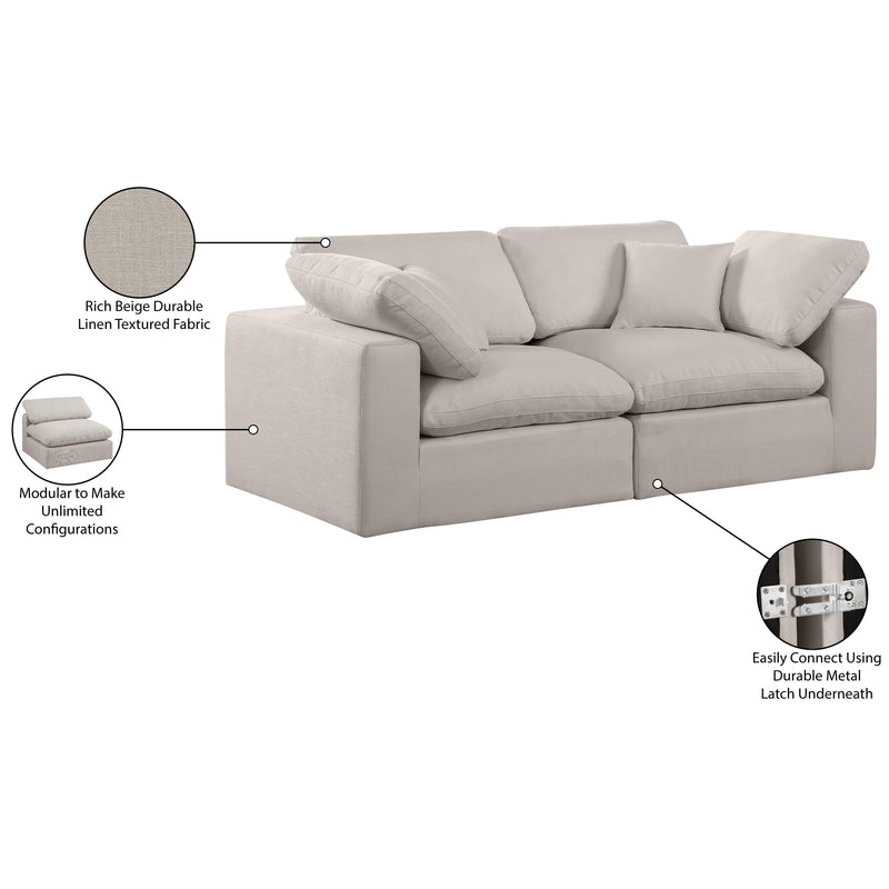 Meridian Comfy Beige Linen Textured Fabric Modular Sofa IMAGE 10