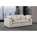 Meridian Comfy Beige Linen Textured Fabric Modular Sofa IMAGE 2