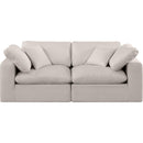 Meridian Comfy Beige Linen Textured Fabric Modular Sofa IMAGE 4