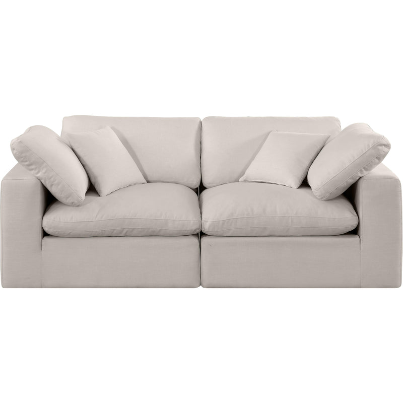 Meridian Comfy Beige Linen Textured Fabric Modular Sofa IMAGE 4
