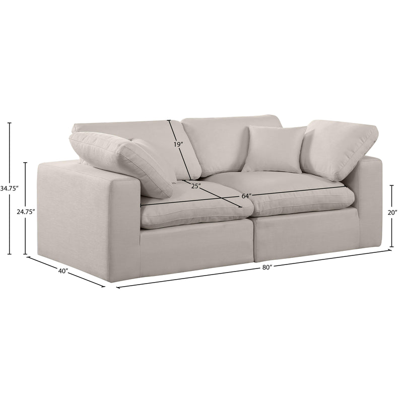 Meridian Comfy Beige Linen Textured Fabric Modular Sofa IMAGE 9