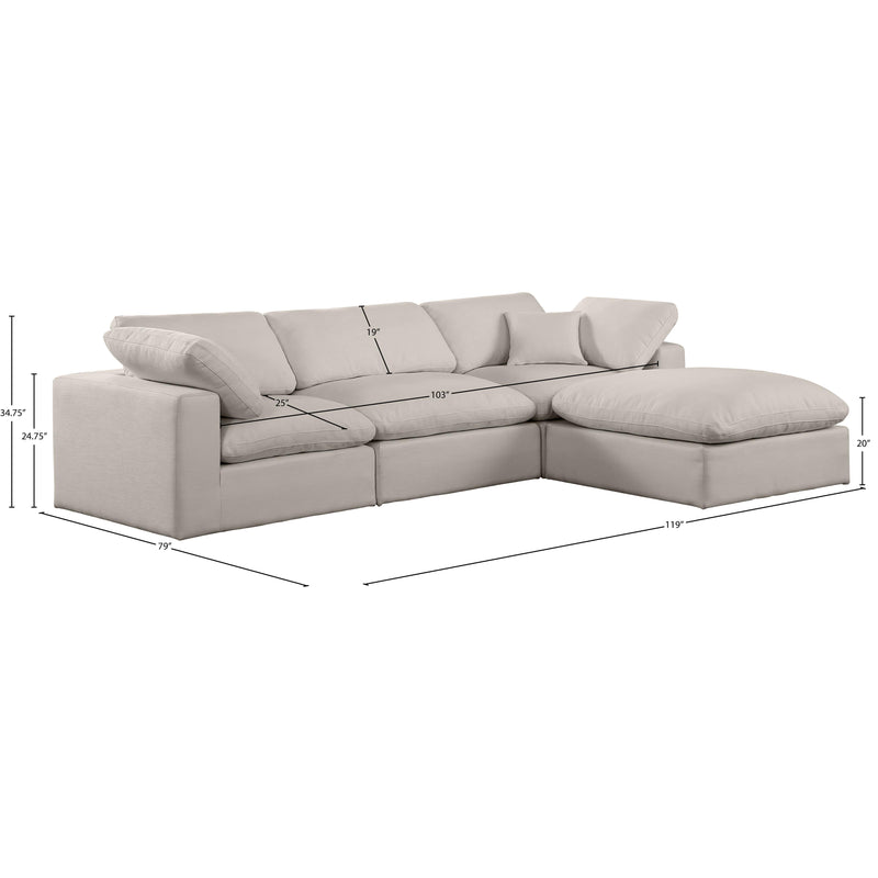 Meridian Comfy Beige Linen Textured Fabric Modular Sectional IMAGE 15