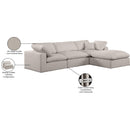 Meridian Comfy Beige Linen Textured Fabric Modular Sectional IMAGE 16