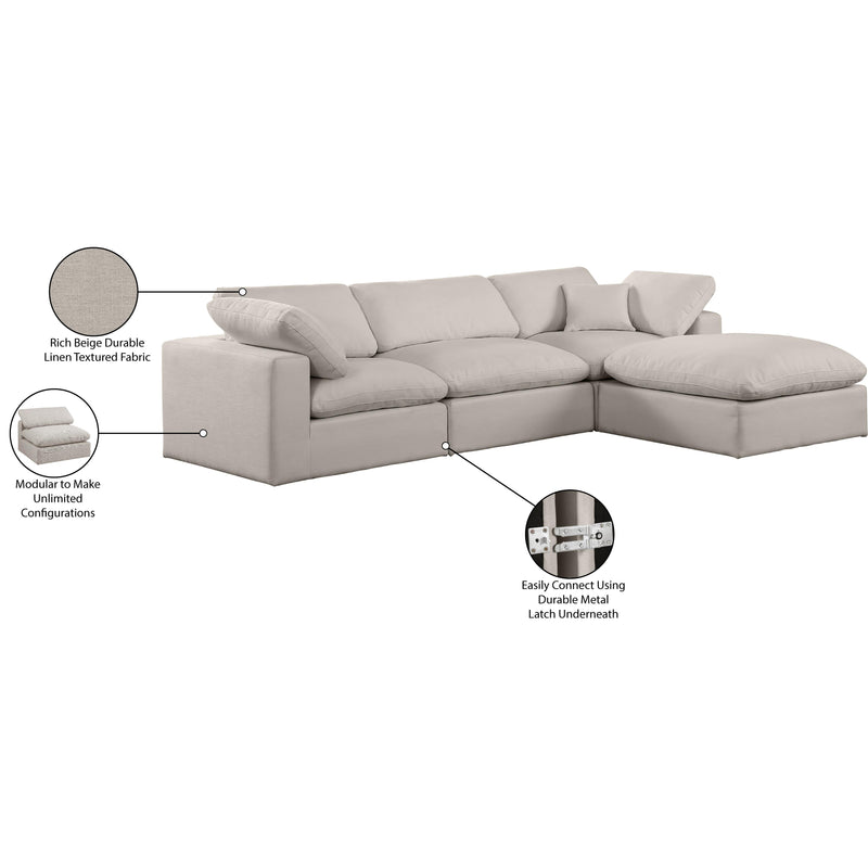 Meridian Comfy Beige Linen Textured Fabric Modular Sectional IMAGE 16