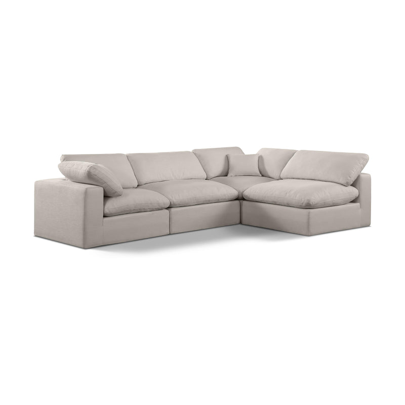Meridian Comfy Beige Linen Textured Fabric Modular Sectional IMAGE 1