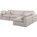 Meridian Comfy Beige Linen Textured Fabric Modular Sectional IMAGE 2
