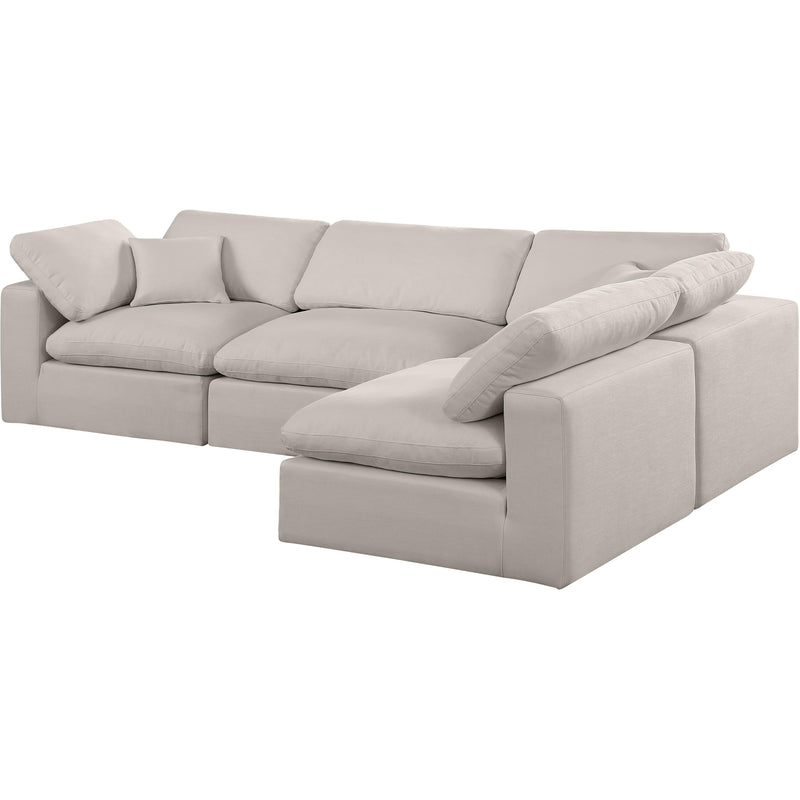 Meridian Comfy Beige Linen Textured Fabric Modular Sectional IMAGE 2