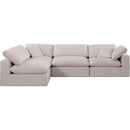 Meridian Comfy Beige Linen Textured Fabric Modular Sectional IMAGE 7