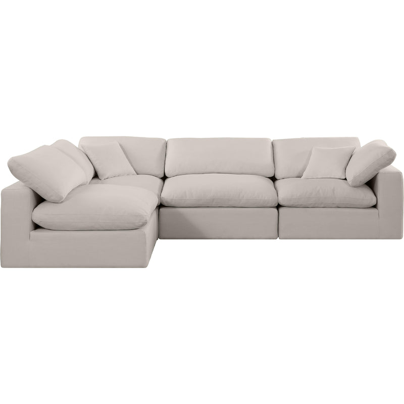 Meridian Comfy Beige Linen Textured Fabric Modular Sectional IMAGE 7