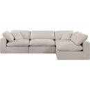 Meridian Comfy Beige Linen Textured Fabric Modular Sectional IMAGE 8