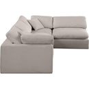 Meridian Comfy Beige Linen Textured Fabric Modular Sectional IMAGE 9