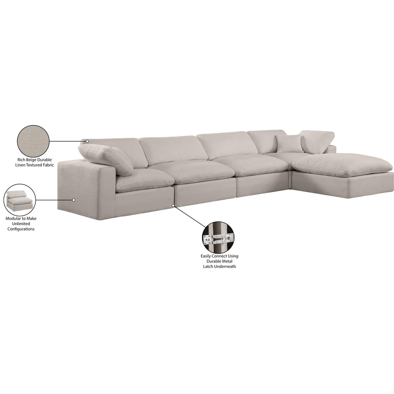 Meridian Comfy Beige Linen Textured Fabric Modular Sectional IMAGE 16