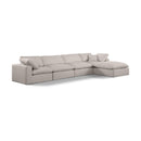Meridian Comfy Beige Linen Textured Fabric Modular Sectional IMAGE 1
