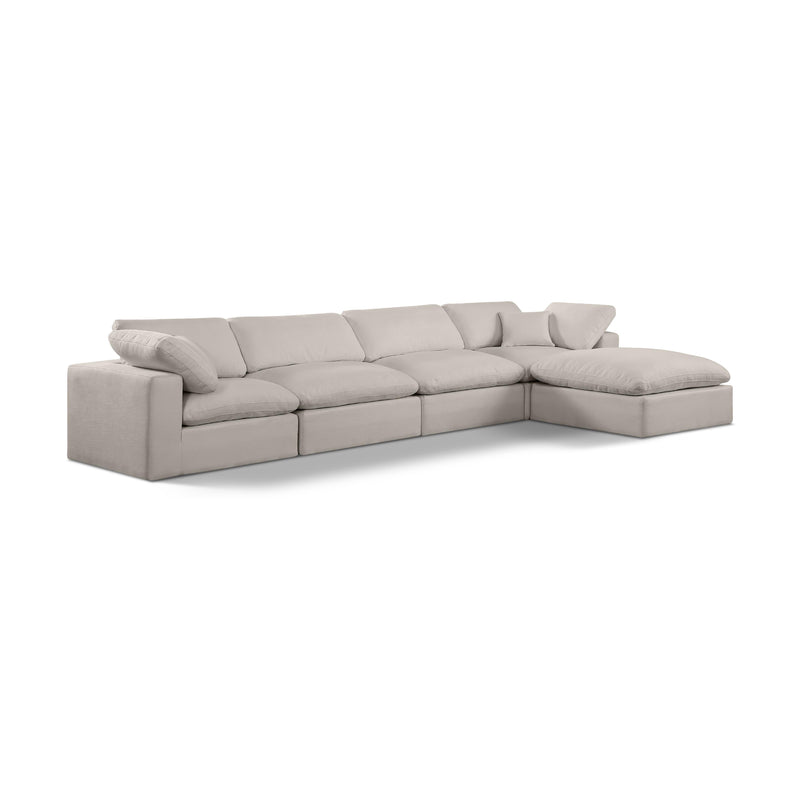 Meridian Comfy Beige Linen Textured Fabric Modular Sectional IMAGE 1