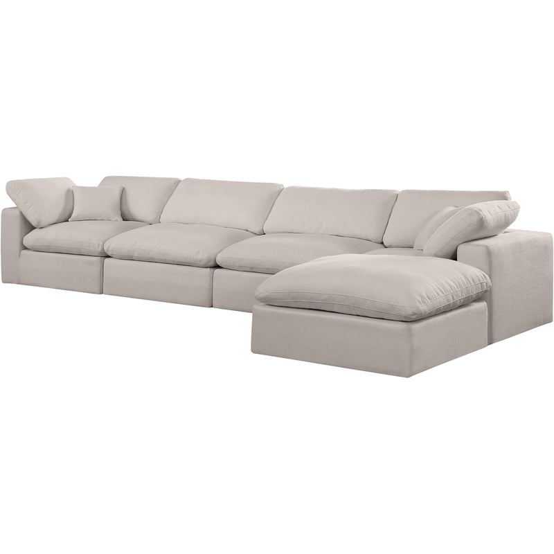 Meridian Comfy Beige Linen Textured Fabric Modular Sectional IMAGE 2
