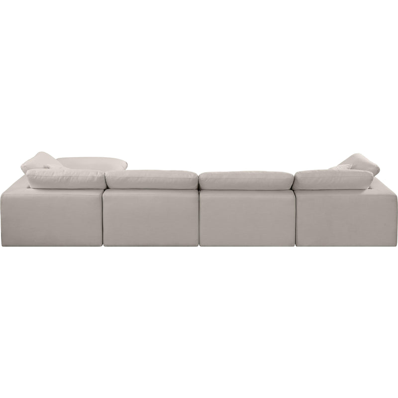 Meridian Comfy Beige Linen Textured Fabric Modular Sectional IMAGE 5