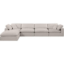 Meridian Comfy Beige Linen Textured Fabric Modular Sectional IMAGE 7