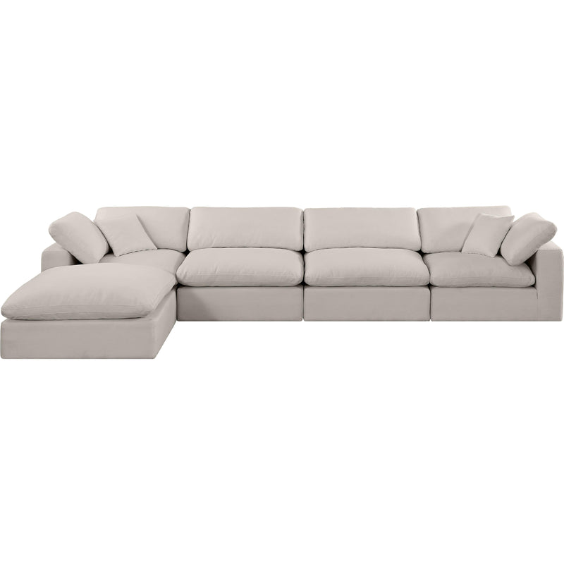 Meridian Comfy Beige Linen Textured Fabric Modular Sectional IMAGE 7