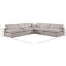 Meridian Comfy Beige Linen Textured Fabric Modular Sectional IMAGE 10